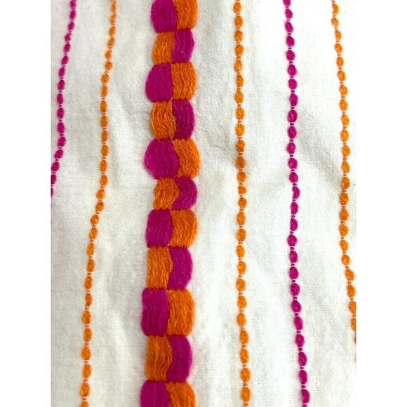 Lou & Grey Tunic Dress Size XS Embroidered Colorful Striped 3/4 Sleeve Short - Picture 4 of 16